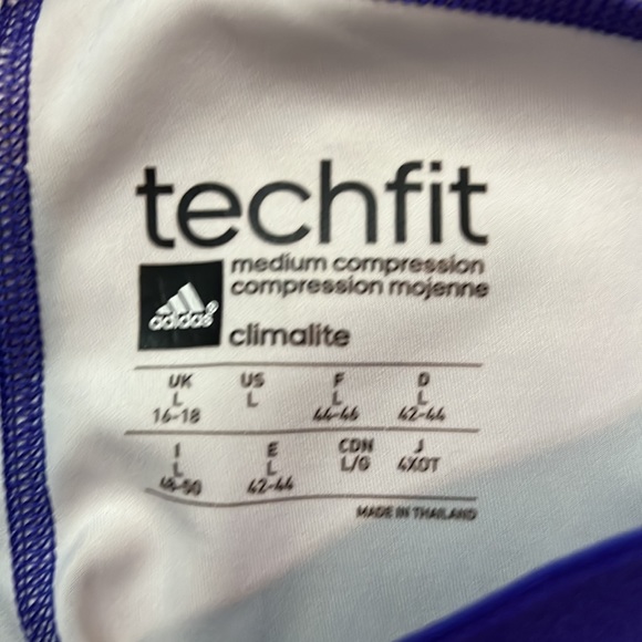 Adidas TechFit Capri compression leggings Size L Purple - Picture 3 of 5